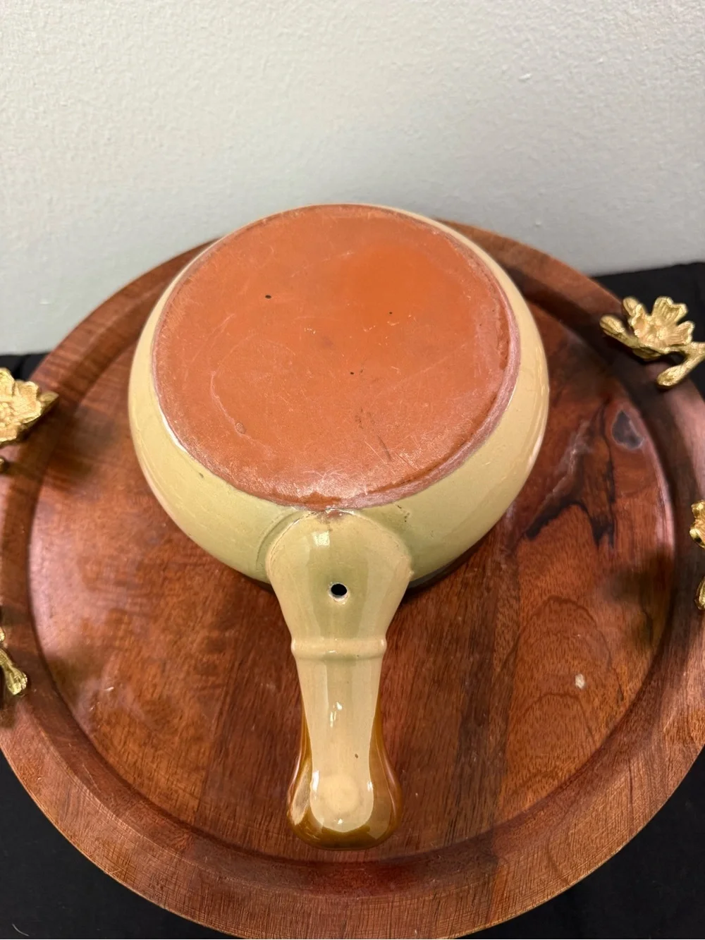 Vintage 2-Tone Glazed Stoneware Handeld Soupbowl and Lidded Crock